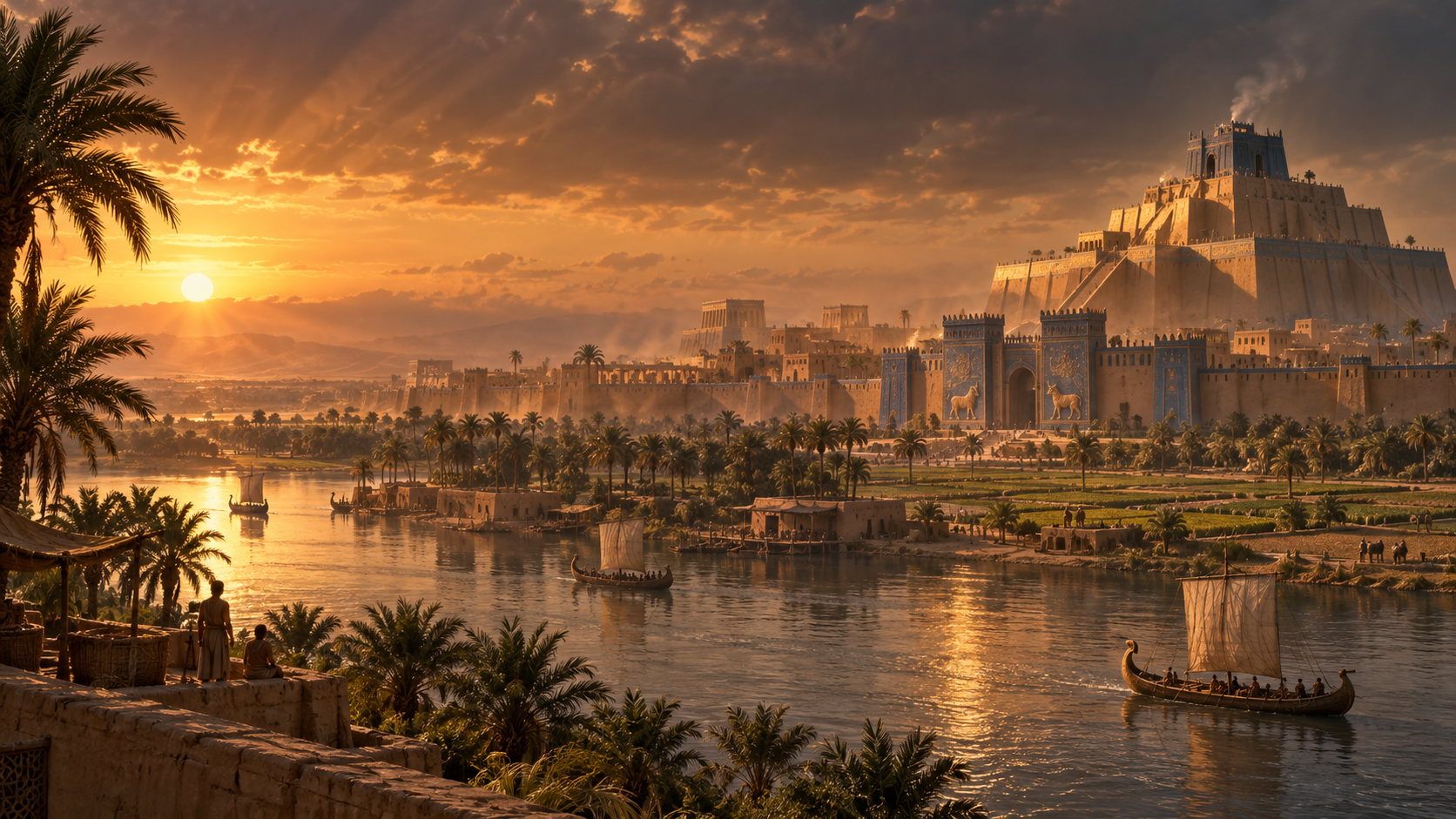 Ancient Mesopotamian city and monumental architecture